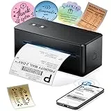DHL Etikettendrucker mit Bluetooth, 4x6 Versandetiketten Drucker, 2410BT Thermodrucker, Versandlabel Drucker Kompatibel für Barcode, Amazon, DHL, Etsy, DPD, UPS, Ebay, Shopify, Schwarz