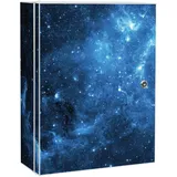 banjado XXL Medizinschrank Abschliessbar 35x46x15cm Arzneischrank Weiß Aus Metall Mit Motiv Universum