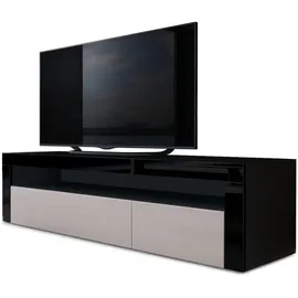 Vladon Valencia Lowboard 155 x 46 x 40 cm Schwarz matt/Sandgrau Hochglanz