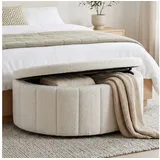 Tectake Polsterbank Bouclé Creme 108 x 48 x 38,5 cm