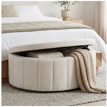 Tectake Polsterbank Bouclé Creme 108 x 48 x 38,5 cm