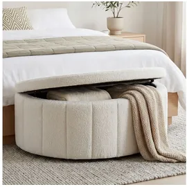 Tectake Polsterbank Bouclé Creme 108 x 48 x 38,5 cm