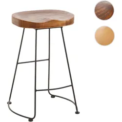 Barhocker HWC-N25, Barstuhl Tresenhocker K√ochenhocker, Fu√üablage Industrial Metall Massiv-Holz 3D-Struktur ~ braun