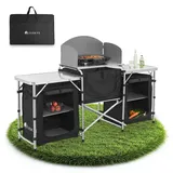 Juskys Campingküche Garda - Outdoor Küche faltbar mit Schrank - klappbare Küchenbox in Schwarz
