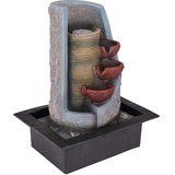 GLOBO - Zierbrunnen Innen Tischbrunnen RGB led Farbwechsel Kaskade, Kunststoff schwarz grau, inkl. Pumpe, LxBxH 31x23x39,5 cm