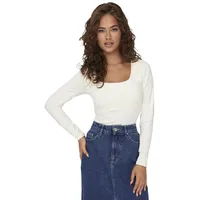 Only Langarmshirt ONLEA L/S DEEP NECK in Weiß |