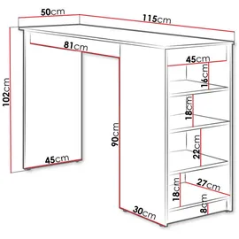Mirjan24 Bartisch Zotino 115 x 50 x 102 cm Braun