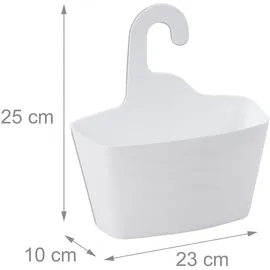 Relaxdays Duschkorb 3er Set, ohne Bohren, Kunststoff, Duschablage Shampoo & Duschgel, Duschorganizer, weiß