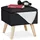 Relaxdays Hocker mit Stauraum Kunstleinen 40 x 40 x 40 cm Schwarz