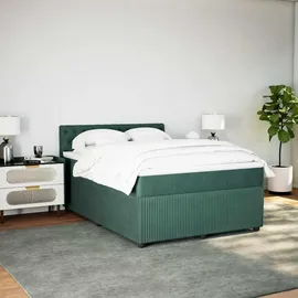 vidaXL Boxspringbett 140 x 200 cm Dunkelgrün