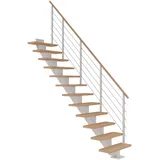 DOLLE Mittelholmtreppe Hamburg (Breite: 85 cm, Gerade, Verkehrsweiß, Farbe Stufen: Eiche weiß, Geschosshöhe: 222 – 258 cm)