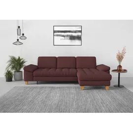 sit&more Ecksofa SIT & MORE "Westham L-Form", lila (chianti), B:275cm H:88cm T:172cm, 90% Polyester 10% Polyamid, Sofas, Ecksofa, mit Recamiere, mit oder ohne Bettfunktion, Bettkasten, Füße Eiche