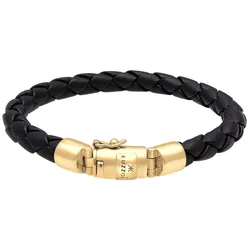 KUZZOI Herren Leder Geflochten Kastenverschluss 925 Silber Herrenschmuck   