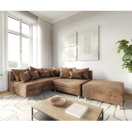 DeLife Ecksofa Clovis Braun Antik Optik Hocker Ottomane Links Modulsofa, Design Ecksofas, Couch Loft, Modulsofa, modular
