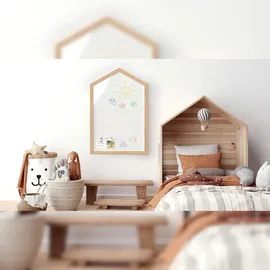 ALLboards Magnettafel – Magnetisches, trocken abwischbares Whiteboard in Form eines Hauses, mit Holzrahmen