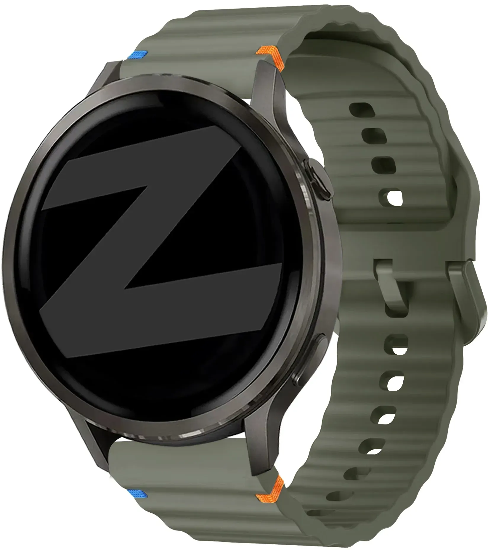 Bandz Garmin Approach S50 Armband Silikon 'Wave' für Garmin Approach S50 - Armeegrün - Schnallenverschluss