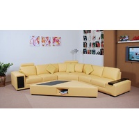 JVmoebel Ecksofa Designer Sofa Couch Ecksofa mit Hocker Wohnlandschaft L-Form, Made in Europe gelb