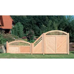 Sichtschutzzaunfeld Douglasie mit Hochborgen – Sichtschutz aus naturbelassenem Holz – quadratischer Holzzaun – Pfosten für Garten & Terrasse