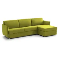 Talamo Italia - Schlafsofa mit Halbinsel Virgilia, Wandelbares Ecksofa für das Wohnzimmer, gepolstert, abnehmbar, 100% Made in Italy-Qualität, 260x160 h90 cm, Grün