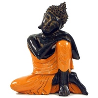 Guru-Shop Buddhafigur Geschnitzte sitzender Buddha Figur, träumender..