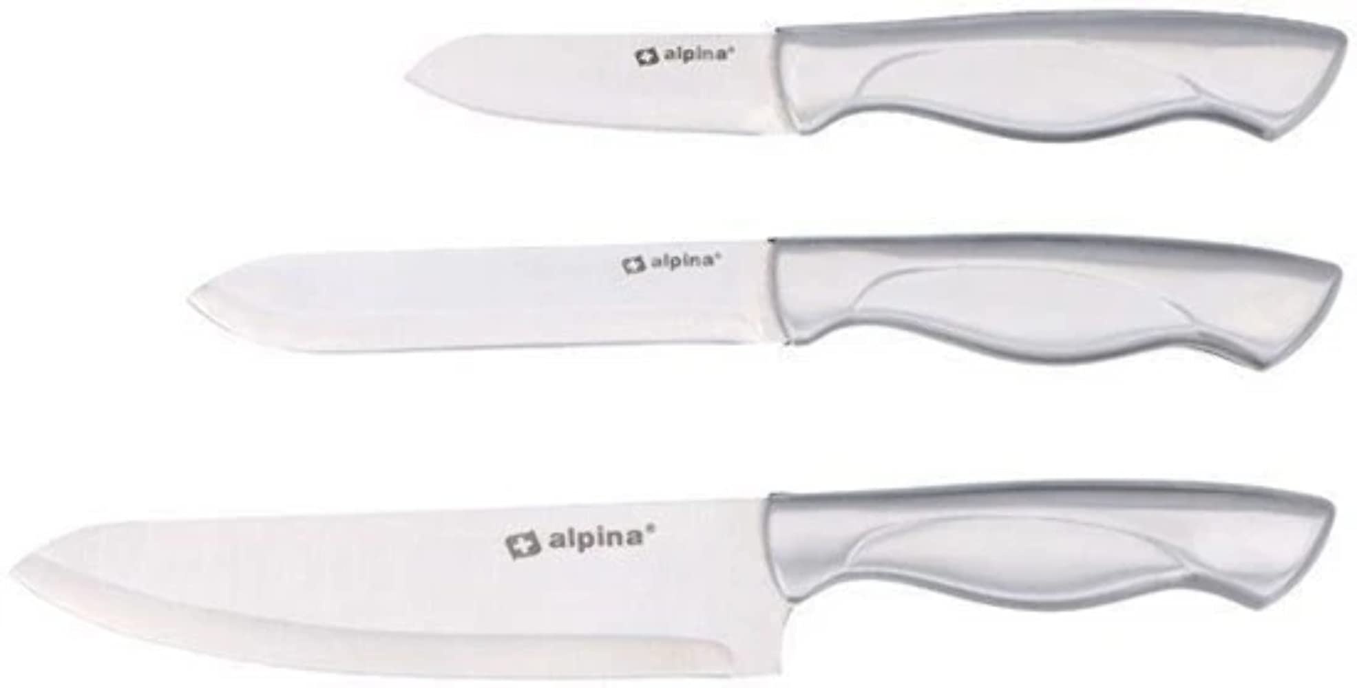 Alpina Küchenmesser Set 3tlg. 18,5/22,5/26 cm Edelstahl Messer Schneidemesser