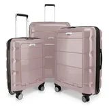 HAUPTSTADTKOFFER - Britz - 3er Koffer-Set Trolley-Set Rollkoffer Reisekoffer Erweiterbar, TSA, 4 Rollen, (S, M & L), Champagner