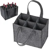 RYMAUP Flaschenträger 6 Flaschen, Flaschentasche aus Filz, Herren Handtasche Bierträger, Flaschenkorb Filztasche mit 6 Fächern, Wiederverwendbare Getränketräger
