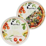 KHG 2er Set Pizzateller, extra groß mit 30cm Durchmesser in Napoli Print, perfekt für Gastro und Zuhause, hochwertiges Porzellan, Spühlmaschinengeeignet & perfekt Stapelbar