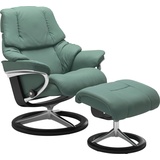 Stressless Relaxsessel STRESSLESS Reno Sessel Gr. Leder PALOMA, Signature Base Schwarz-S, Relaxfunktion-Drehfunktion-PlusTMSystem-Gleitsystem-BalanceAdaptTM, B/H/T: 79 cm x 99 cm x 75 cm, grün (aqua green paloma) Lesesessel und Relaxsessel