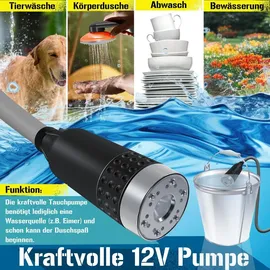 Kesser KESSER® Campingdusche mit Akku Tauchpumpe Handbrause 2x 2200mAh-Lithium-Akku, USB-Ladekabel für Camping Garten - Outdoor Hundedusche ,...