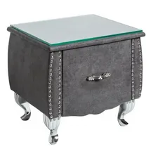Casa Padrino Nachtschrank Art Deco 47 x 41 x 45 cm Grau/Silber