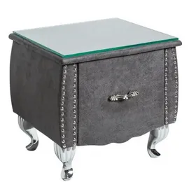 Casa Padrino Nachtschrank Art Deco 47 x 41 x 45 cm Grau/Silber