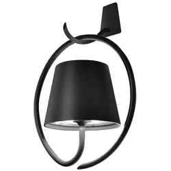 Zafferano LED-Wandleuchte mit Haken Poldina Dunkelgrau wiederaufladbar und dimmbar mit Akku bis zu 12 Stunden