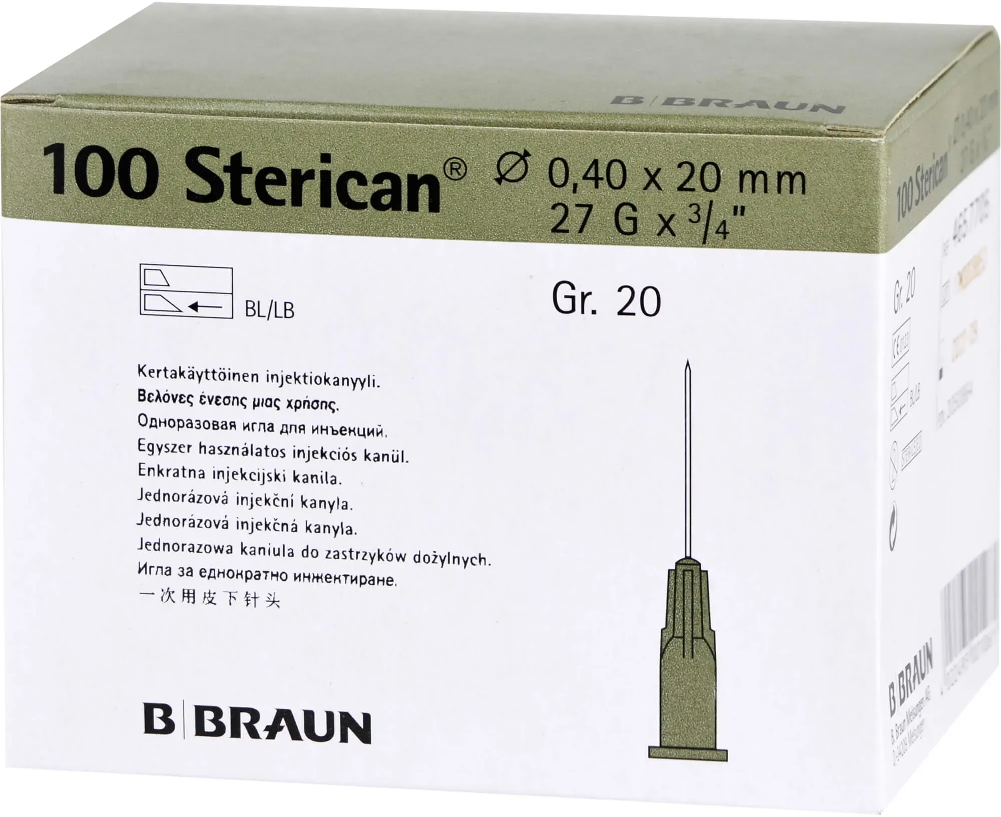 Sterican Kan.luer-Lok 0.40x20Mm Gr.20 Grau 100 ST