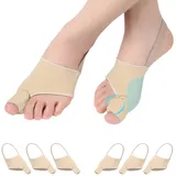 Eurtes 6 Stück Hallux Valgus Zehenspreizer mit Ballenschutz, Korrektur Bandage Socken Bunion Corrector mit Anti-Rutsch Gürtel und Gel-Pads für Valgus Bunion (6 Stück)