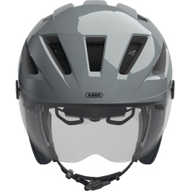 ABUS Pedelec 2.0 ACE - Fahrradhelm mit Rücklicht, Visier, Regenhaube, Ohrenschutz - für Damen und Herren - Grau, Größe S​