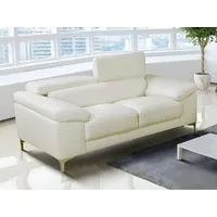 vente-unique Ledersofa 2-Sitzer - Weiß - solange