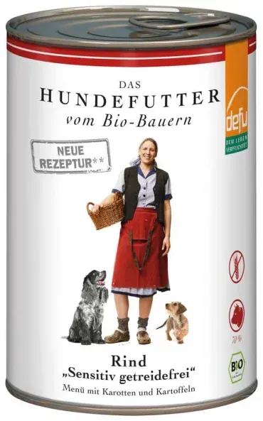 defu Nassfutter Hund Rind Sensitiv getreidefrei bio 410g