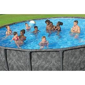 BESTWAY APX365TM Frame Pool-Set Ø 671 x 132 cm inkl. Sandfilteranlage, Abdeckplane und Poolleiter