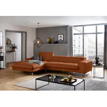W.Schillig Eckcouch Leder 3-Sitzer Braun