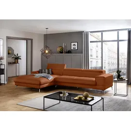 W.Schillig Eckcouch Leder 3-Sitzer Braun