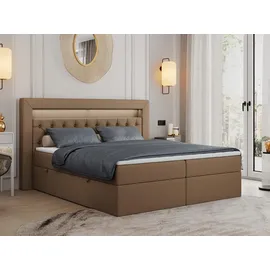 MKS Boxbett, GOLD-6 Led, 160/200 Braun Kunstleder - H4