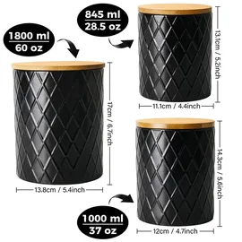 MiaMio - Set Vorratsdosen Keramik, mit luftdichtem Holzdeckel