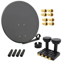 PremiumX Satelliten-Komplettanlage 80cm Satellitenschüssel Quad LNB Monoblock Astra 19,2