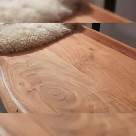 KADIMA DESIGN Esszimmerbank GAYA 160x83,5x60 cm Akazie Massivholz Bank mit Baumkante, Sitzbank Holzbank mit Lehne, Küchenbank Essbank Holz Landhausstil, Baumstamm