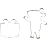 Dr. Oetker Ausstecher -Set "Maus & Geschenk" & Geschenk-Formen, Ausstechformen aus hochwertigen Edelstahl, langlebige Ausstecher (Farbe: Silber), Menge: 1 x 2er Set