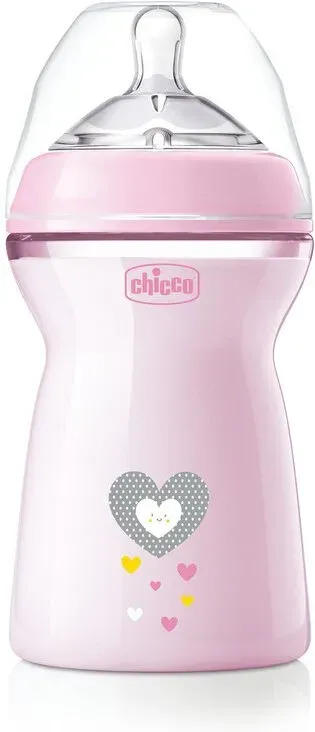 Chicco Babyfläschchen NaturalFeeling 330 ml schneller Fluss pink