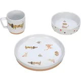 Lässig Kindergeschirrset aus Porzellan und Silikon Little Mateys orange