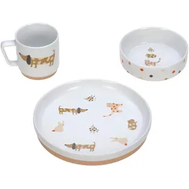 Lässig Kindergeschirrset aus Porzellan und Silikon Little Mateys orange