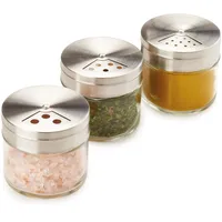 Metaltex Gewürzstreuer Set Glas/Inox, 100ml, 3-teilig, Ø6x6cm